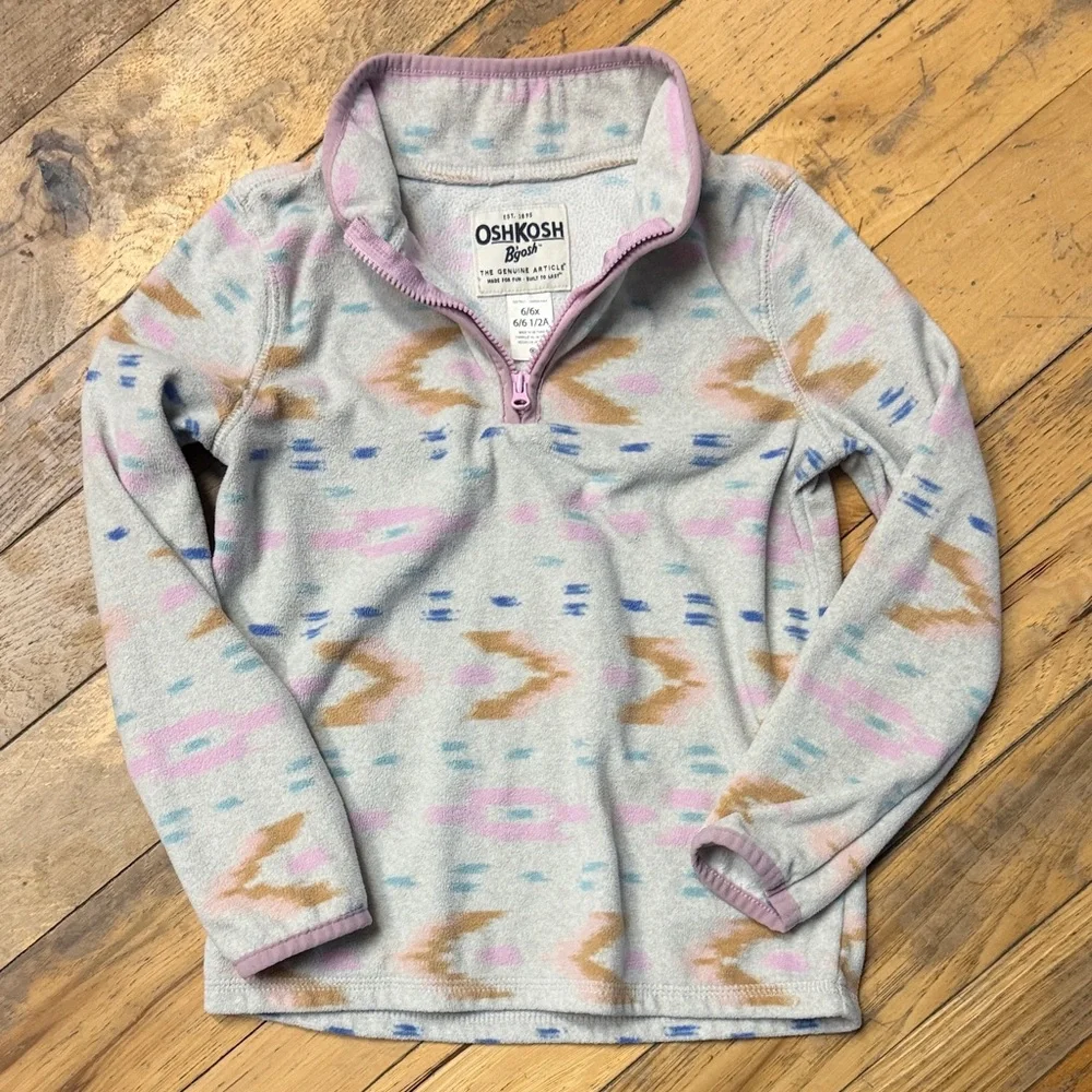 Lightweight Western Aztec Pullover, Cream Fleece Quarter-Zip Sweatshirt